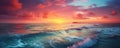 Witness a breathtaking sunset over the ocean, featuring vibrant colors on the horizon Royalty Free Stock Photo