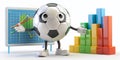 Dynamic 3D Soccer Ball Data Analyst Animated Visualization of Performance Metrics with Looping Charts