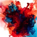 Color ink drop in water. Red and blue watercolor background with a splash of paint. Royalty Free Stock Photo