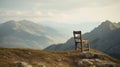 Elevated Solitude: A Wooden Chair Amidst Alpine Majesty