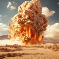 Desert Inferno: A Massive Explosion Shakes the Barren Landscape\