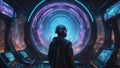 Eclipse Ballet: Cyberpunk Hacker\'s Shadowy Dance. Generative AI