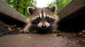 Rooftop Rascal: Closeup of a Tiny, Cute Baby Raccoon