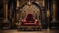 Enthroned Majesty: Middle-Age Royal Seat Amidst Castle\'s Glory