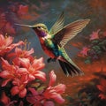 Hummingbird in a Tropical Blooms