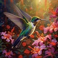 Hummingbird in a Tropical Blooms