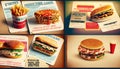 A collection of vintage fast-food advertisements from different decades