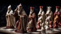 Strategic Battle Unfolds: Artistic Chess Figures in Exquisite Detailed Design