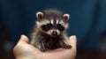 Charming Encounter: Baby Raccoon Nestled On A Hand