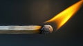 Witness the fiery intensity of a burning wooden match against a black background, a captivating and dramatic scene. Ai Generated Royalty Free Stock Photo