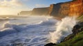 Dramatic Clash of Rough Waves Against Cliff\'s Embrace Royalty Free Stock Photo