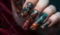 Digital Nail Couture Fashionable Multicolored Manicure Transformed into Handmade Digital Art