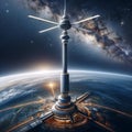 Gateway to the Stars: AI Generated Space Elevator Royalty Free Stock Photo