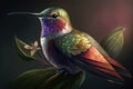Hummingbird with flower in its beak