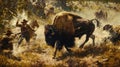 Wild West Pursuit: Bison Hunters on the Open Prairie