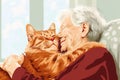 Comforting Moments: Therapy Cat in a Nursing Home Royalty Free Stock Photo