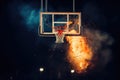 Witness an incredible moment as a basketball engulfed in flames traverses the hoop with precision and grace, Scoring the winning