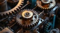 Witness the intricate dance of mechanism, gears, and cogs in industrial equipment at work. Ai Generated Royalty Free Stock Photo