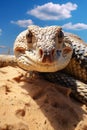Serpents Grace: A Captivating Macro Shot of a Vibrant Green Desert Dweller Royalty Free Stock Photo