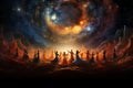 Celestial Symphony: A Captivating Dance of Sun, Moon, Planets, and Stars Royalty Free Stock Photo