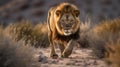 female lion in deserts Royalty Free Stock Photo