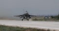 Turkish Air Force F-16 Fighter Jet Taking Off from Konya Air Base in Sunny Day