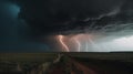 Apocalyptic Storm: Massive Tornado and Lightning Strikes Royalty Free Stock Photo