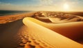 A Mirage of Beauty, Desert Sand Dunes Under the Sun. Generative AI