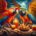 Vibrant Scarlet Macaw Parrots: Ara Macao Royalty Free Stock Photo