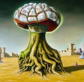 Mushroom Marvels: Giant Fungi in the Desert's Majestic Landscape Royalty Free Stock Photo