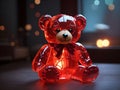 Transparency in Rouge: Red Glow Teddy\'s Tender Embrace