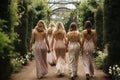 Elegance in Nature: Bridal Party in an Enchanting Garden