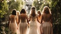 Elegance in Nature: Bridal Party in an Enchanting Garden