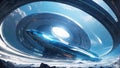 vivid industrial dynamism: large-scale spaceship in motion. ai generated