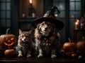 Whimsical Witches: Cat and Dog Conjuring Halloween Magic