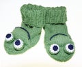 Witty baby, children frog socks, socks, knitted Royalty Free Stock Photo