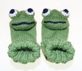 Witty baby, children frog socks, socks, knitted Royalty Free Stock Photo