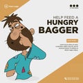 Banner design of help feed a hungry bagger