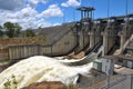 Wivenhoe Dam with one open gate Royalty Free Stock Photo