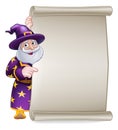 Wizard Cartoon Scroll Sign Banner Royalty Free Stock Photo