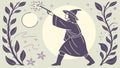 Wizard Casting Magic Spell Silhouette Vector, vector design Generative AI Royalty Free Stock Photo