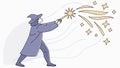 Wizard Casting Sparkling Magic Spell Illustration, vector design Generative AI Royalty Free Stock Photo
