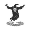 Wizard Casting Spell Silhouette Illustration. Magical Power And Fantasy Theme Isolated Vector Illustration Royalty Free Stock Photo