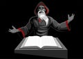 Wizard casts his magic by reading a spell book Royalty Free Stock Photo