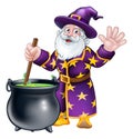 Wizard and Cauldron Cartoon Character