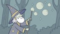 Wizard Conjuring Bubbles, Enchanted Forest Magic, Fantasy Scene, vector design Generative AI Royalty Free Stock Photo
