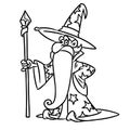 Wizard fairy tale magic staff character illustration cartoon contour