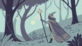 Wizard in forest, fantasy magic vector design Generative AI Royalty Free Stock Photo