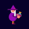 Wizard Give the elixir or potion character Icon, Logo, and illustration