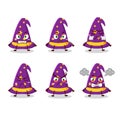 Wizard hat cartoon character with various angry expressions